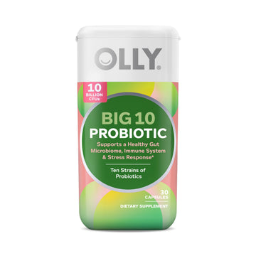 OLLY Big 10 Probiotic, Supports a Healthy Gut Microbiome,* 10 Billion CFUs, 30 Day Supply - 30 Count OLLYAu supplements