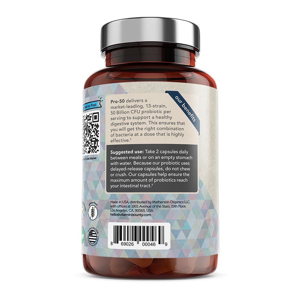 Vitamin Bounty Pro-50 Probiotics Supplement- 13 Probiotic Strains, Gut Health Vitamin BountyUS supplements