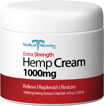 Medical Miracles Hemp Cream - Ideal for Hips, Joints, Neck, Back, Elbows, Fingers, Hands, and Knees (1000mg) Now NEW 4OZ Size Medical MiraclesAu supplements