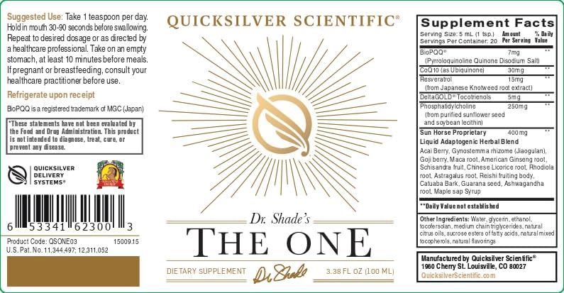Quicksilver Scientific The ONE Mitochondrial Elixir - Mitochondria Supplement to Support Cellular Health with Phosphatidylcholine, Resveratrol, Reishi Mushroom & CoQ10 Liquid (3.38 Fl oz / 100ml) Quicksilver ScientificUS supplements