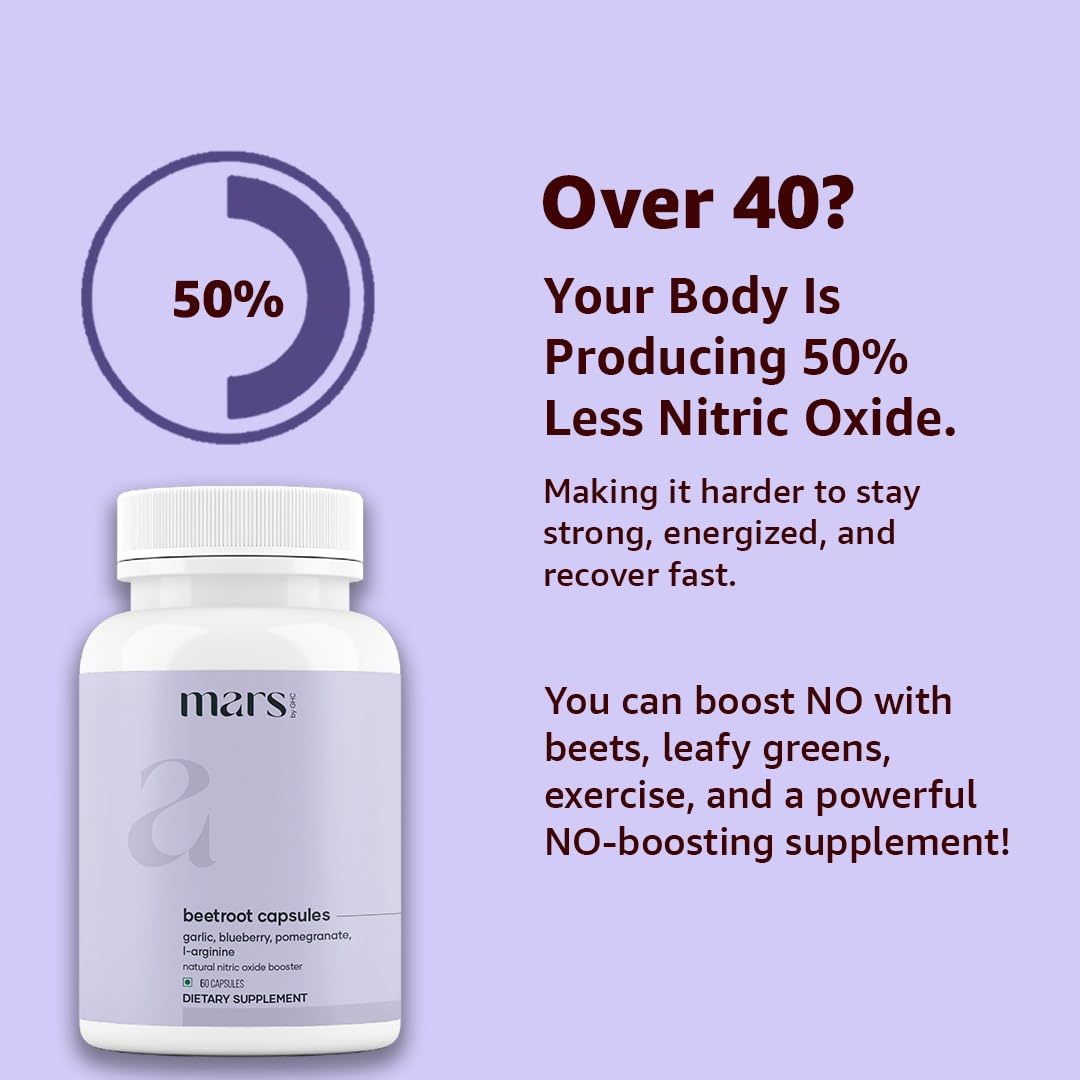 MarsbyGHC Natural Beetroot Capsules | with Garlic, Blueberry, Pomegranate & L-Arginine | Plant-Based Supplement | Pack of 1 mars by GHCAu supplements