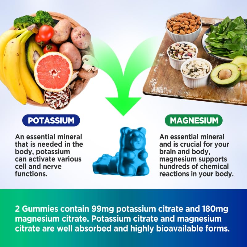 HOLLEGEND Potassium Magnesium Gummies, High Absorption Potassium Citrate 99mg Magnesium Citrate 180mg, Chewable Gummy Supplements for Leg Cramps & Muscle, 60 Count HOLLEGENDAu supplements