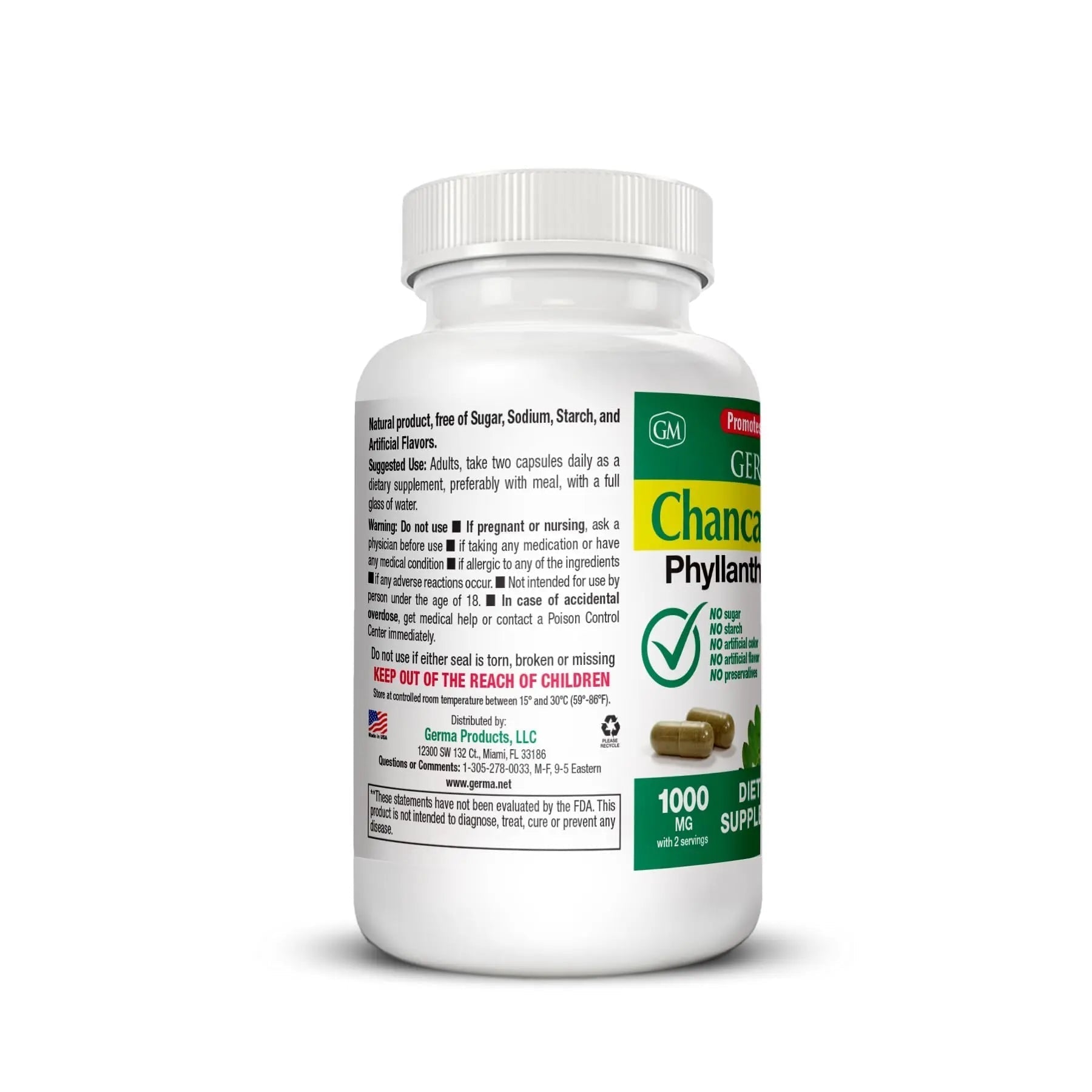 Germa Chanca Piedra Supplement – 500mg Phyllanthus Niruri – Traditional Stone Breaker Herb for Urinary & Kidney Support – Rainforest Botanical – 100% Natural Vegan Capsules, 100 Count GermaAu supplements