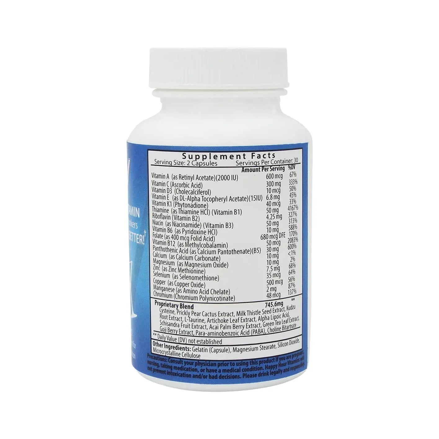Happy Hour Vitamins Bottle - Multivitamin Formulated for Better Mornings – Live & Feel Better with Milk Thistle, Prickly Pear Cactus Happy Hour VitaminsAu supplements