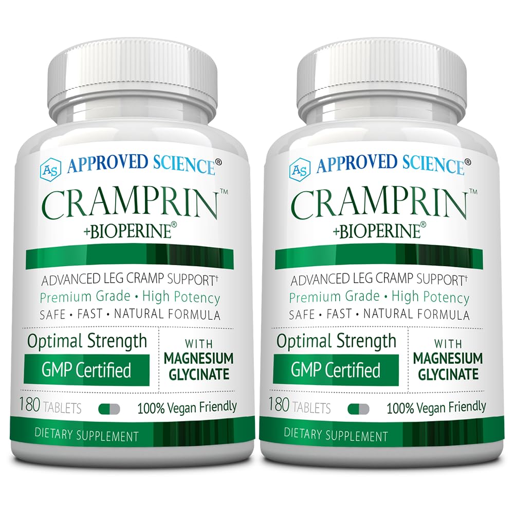 Approved Science Cramprin - High Absorption Magnesium, Vitamin B Complex, BioPerine - Muscle Cramps - 6 Month Supply - 2 Bottles - Vegan Approved ScienceAu supplements