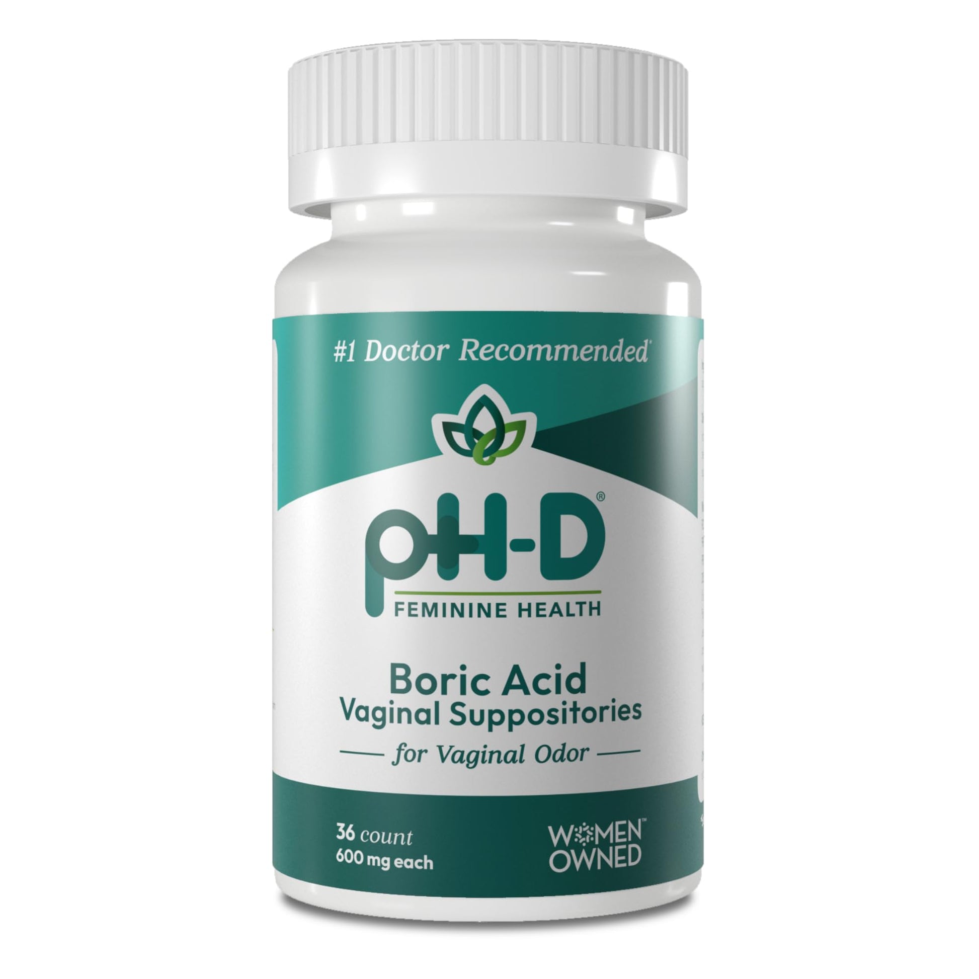 pH-D Feminine Health - 600 mg Boric Acid Suppositories - Woman Owned - for Vaginal Odor Use - 36 Count pH-D Feminine Health SupportAu supplements