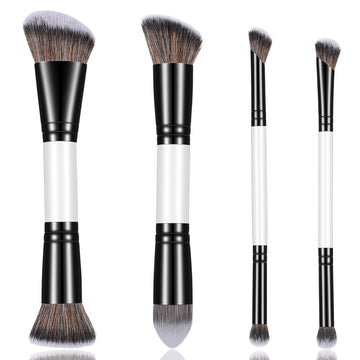 KFHENSOM 4PCS Foundation Contour Conceal Brush Set Dual-Ended Makeup Brushes Set Professional Powder Blush Concealer Eyeshadow Kabuki Foundation Brush Kit for Liquid Loose Powder Cream KFHENSOMRAu supplements