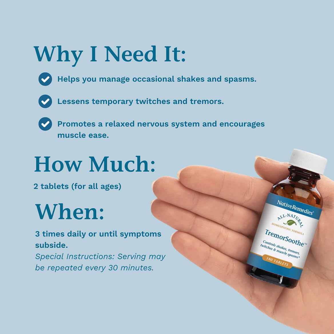 Native Remedies TremorSoothe - Natural Homeopathic Formula to Temporarily Control Shakes, Tremors, Muscle Spasms and Twitches -180 Tablets Native RemediesAu supplements