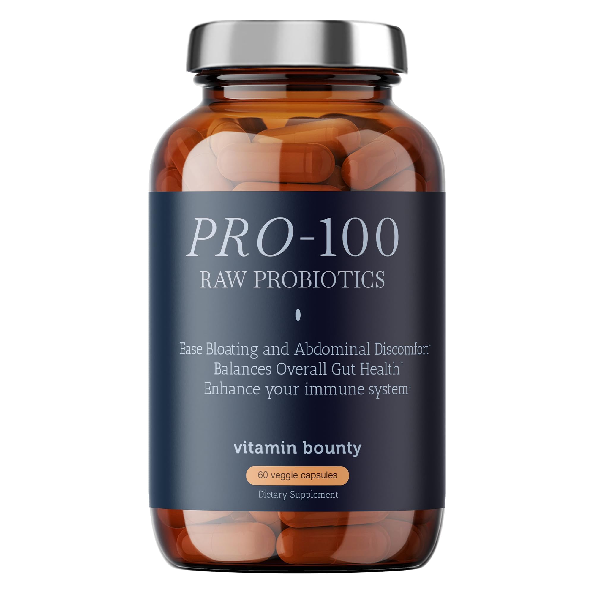 Vitamin Bounty Pro-100 Probiotic 100 Billion CFU - 13 Strains for Digestive Health & Immune Support - High Potency Probiotics for Women & Men - Delayed Release Capsules for Gut Health - 60 Count Vitamin BountyAu supplements