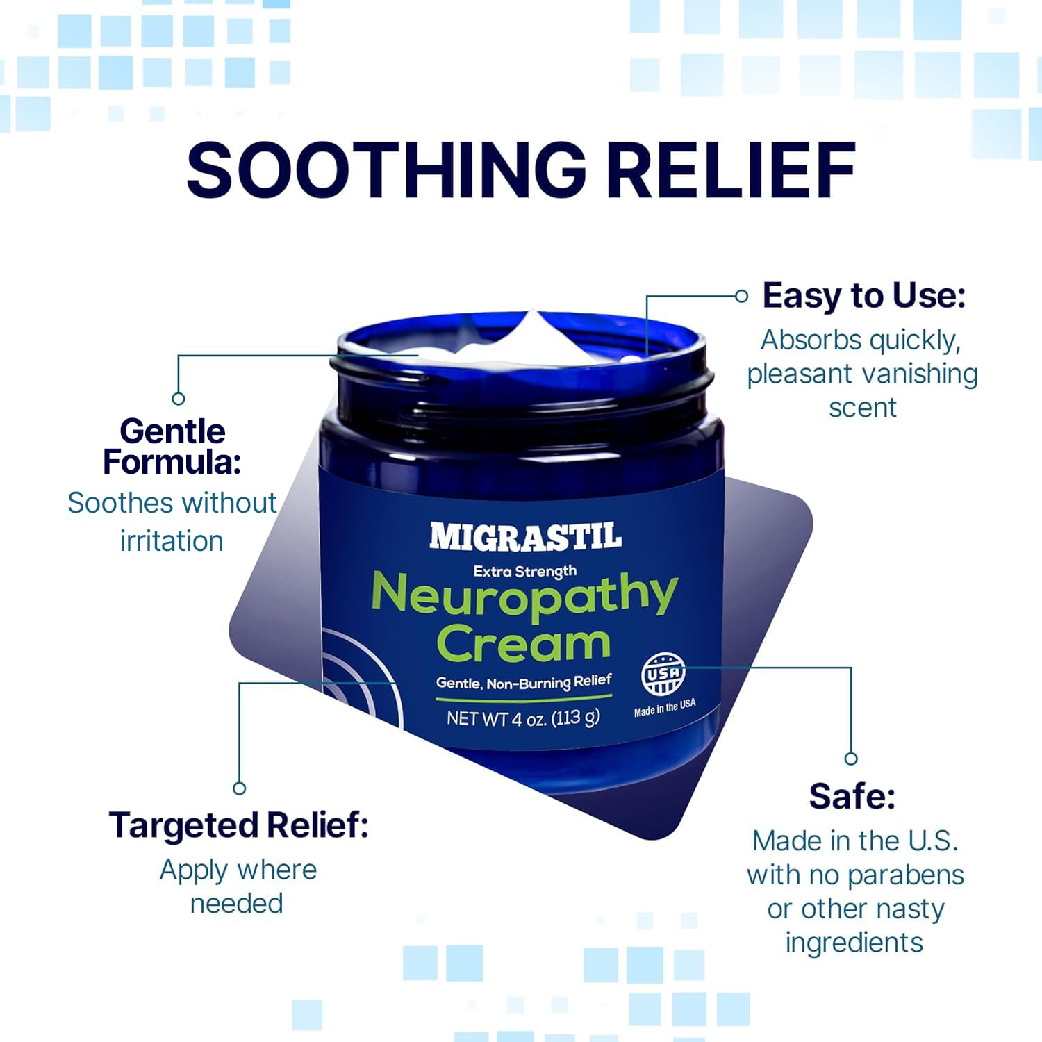 Basic Vigor Migrastil Neuropathy Relief Cream Extra Strength for Feet, Legs, and Hands. Made in The USA. Vegan and Cruelty-Free, Non-Greasy, Gentle, Non-Burning with Cooling Effect (4 oz.) Basic VigorAu supplements