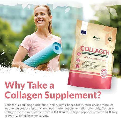 Collagen Powder 600g - 100 Servings - High Grade Pure Bovine 100% - Collagen Peptides Hydrolysate Nu U NutritionAu supplements