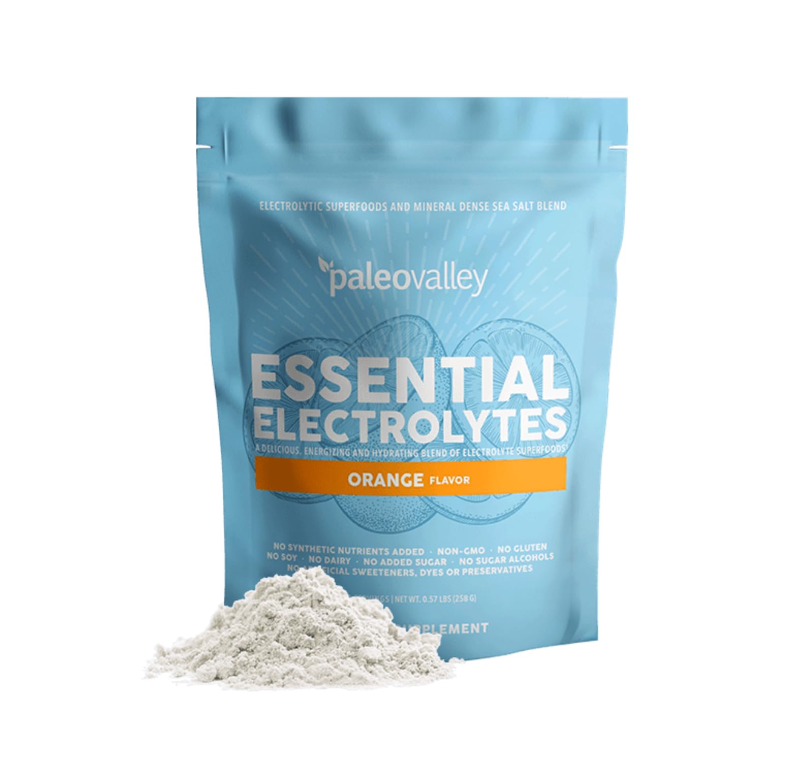 Paleovalley Essential Electrolytes Powder - Full Spectrum Orange Electrolyte Powder for Hydration, Energy and Muscle Recovery - No Sugar Added - 30 Servings PaleovalleyUS supplements