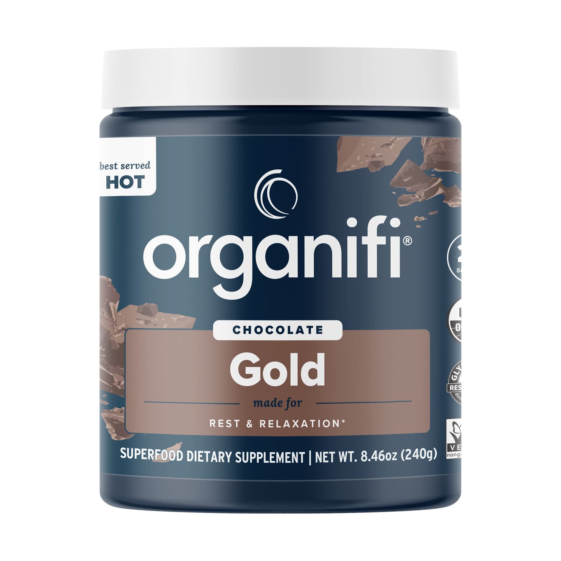 Organifi - Gold Chocolate - Superfood Supplement Powder - 20 Day Supply - Supports Rest OrganifiUS supplements