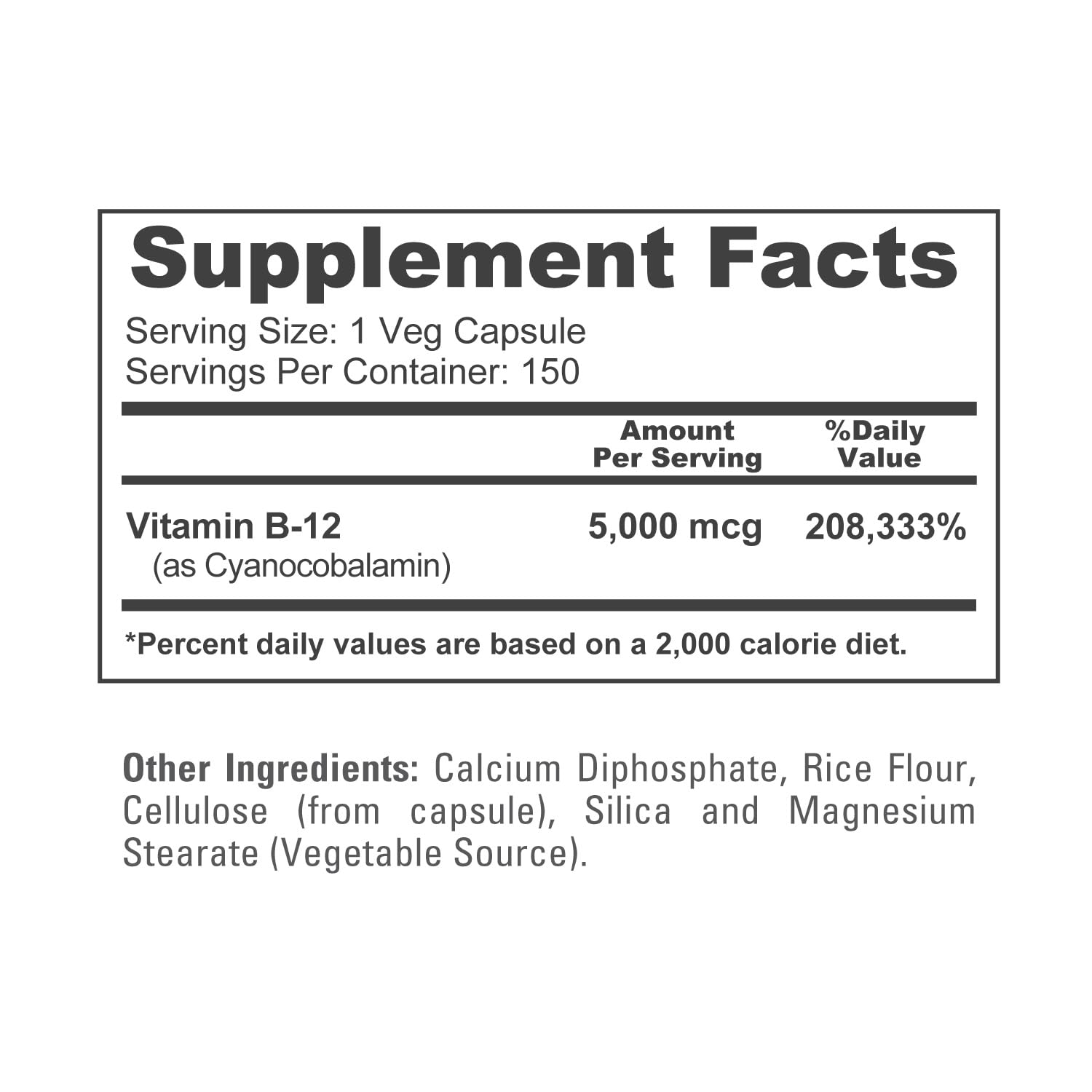 NusaPure Vitamin B12-5000 MCG 150 Veggie Capsules (Non-GMO, Vegan) - Max Strength Vitamin B12 NusaPureAu supplements