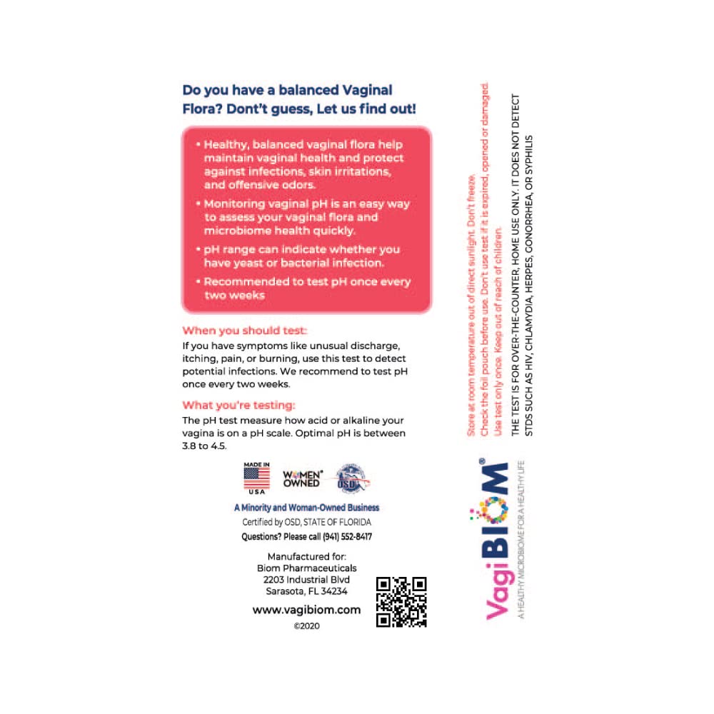 VagiBiom Vaginal pH Tester: Balanced and Healthy Vaginal microbiome ensures Optimum pH VagiBiomAu supplements