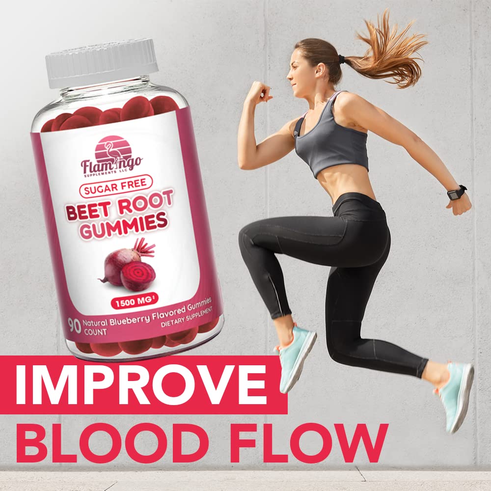 Sugar Free Nitric Oxide Beet Root Gummies (1500 mg)- Beet Root Chewables for Athletic Flamingo SupplementsAu supplements