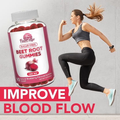Sugar Free Nitric Oxide Beet Root Gummies (1500 mg)- Beet Root Chewables for Athletic Flamingo SupplementsUS supplements