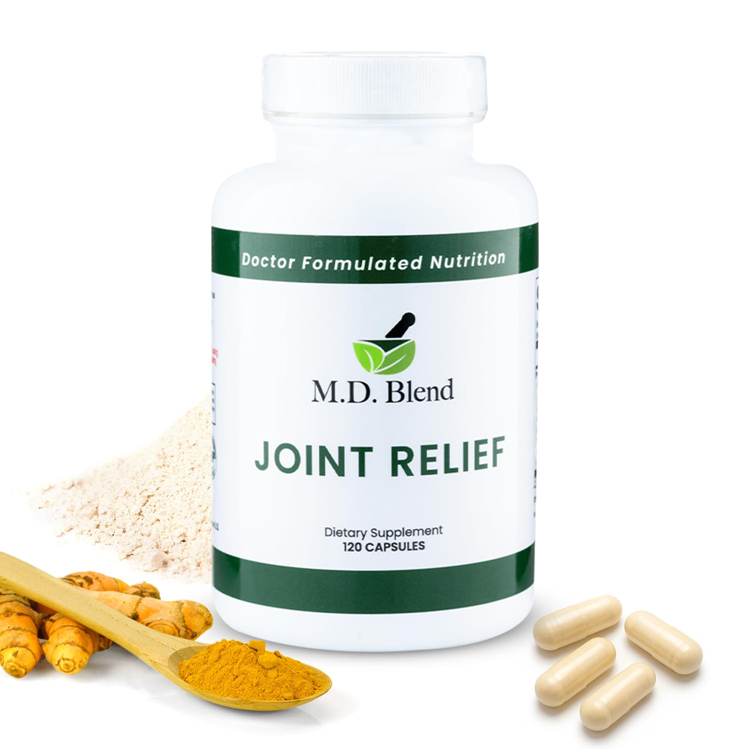M.D. Joint - Experts Formulated Supplement - Joint Supplements for Women & Men, Knees, HIPS, Ankles, Collagen, Hydrolyzed, Glucosamine Chondroitin MSM, BioPerine, Turmeric - 120 Capsules (Pack of 1) M.D. BlendAu supplements