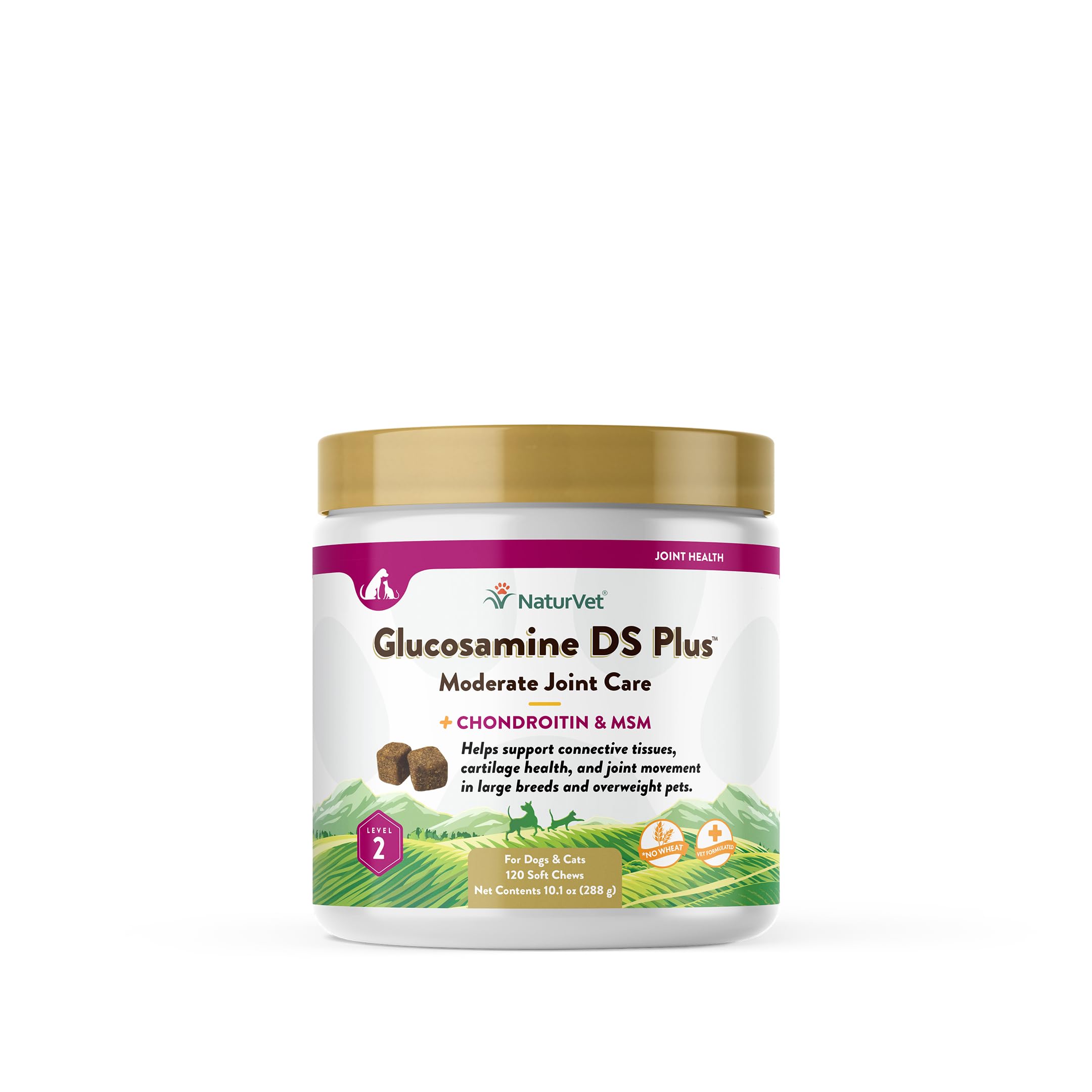 NaturVet – Glucosamine DS Plus - Level 2 Moderate Care – Supports Healthy Hip & Joint Function – Enhanced with Glucosamine, MSM & Chondroitin – for Dogs & Cats–120 Soft Chews NaturVetAu supplements