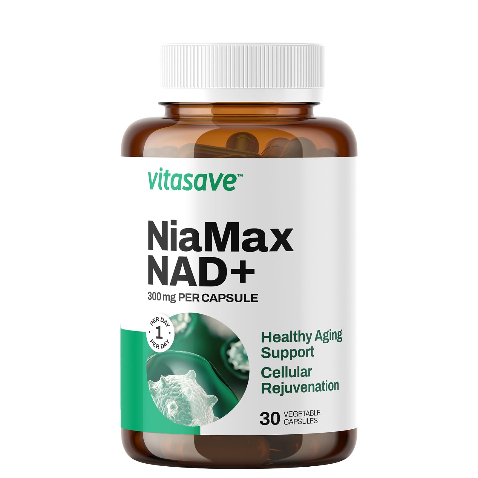 Vitasave NiaMax NAD+ Supplement – 300mg Niacinamide Riboside per Capsule – High-Potency NAD+ Precursor for Energy, Healthy Aging & Metabolic Function – Vegan, Non-GMO, Gluten-Free (30 Capsules) VitasaveAu supplements