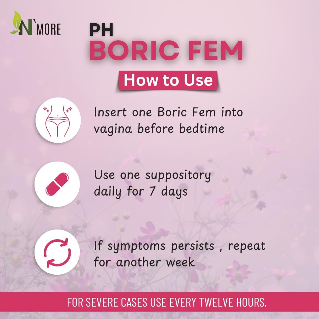N'More Boric Acid Vaginal Suppositories- 100% Pure - Made in USA- Boricfem Vaginal Health Supplement- 30 Servings (Pack of 1) N'MoreUS supplements