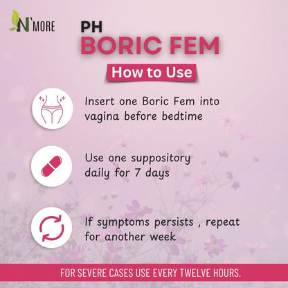 N'More Boric Acid Vaginal Suppositories- 100% Pure - Made in USA- Boricfem Vaginal Health Supplement- 30 Servings (Pack of 1) N'MoreUS supplements