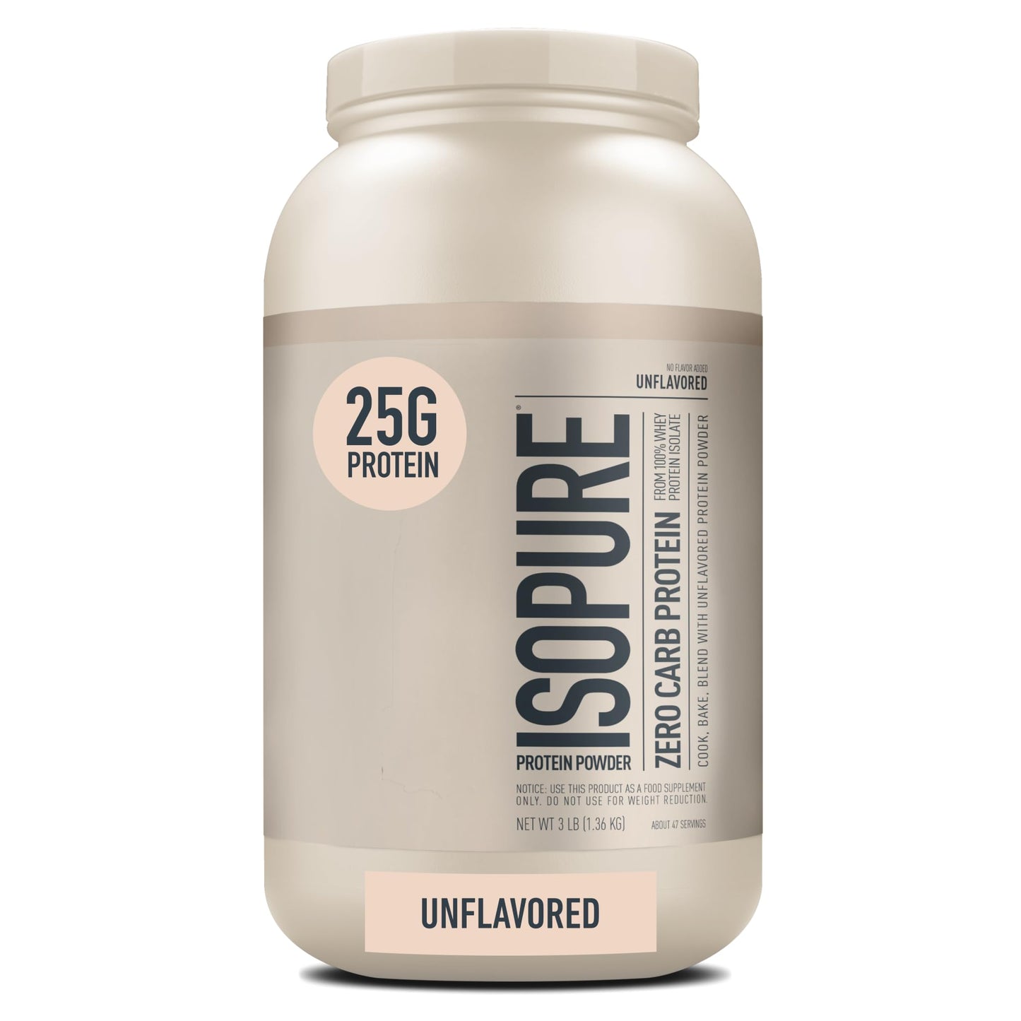 Isopure Unflavored Protein, 25g Whey Isolate, Zero Carb & Keto Friendly, 47 Servings IsopureUS supplements