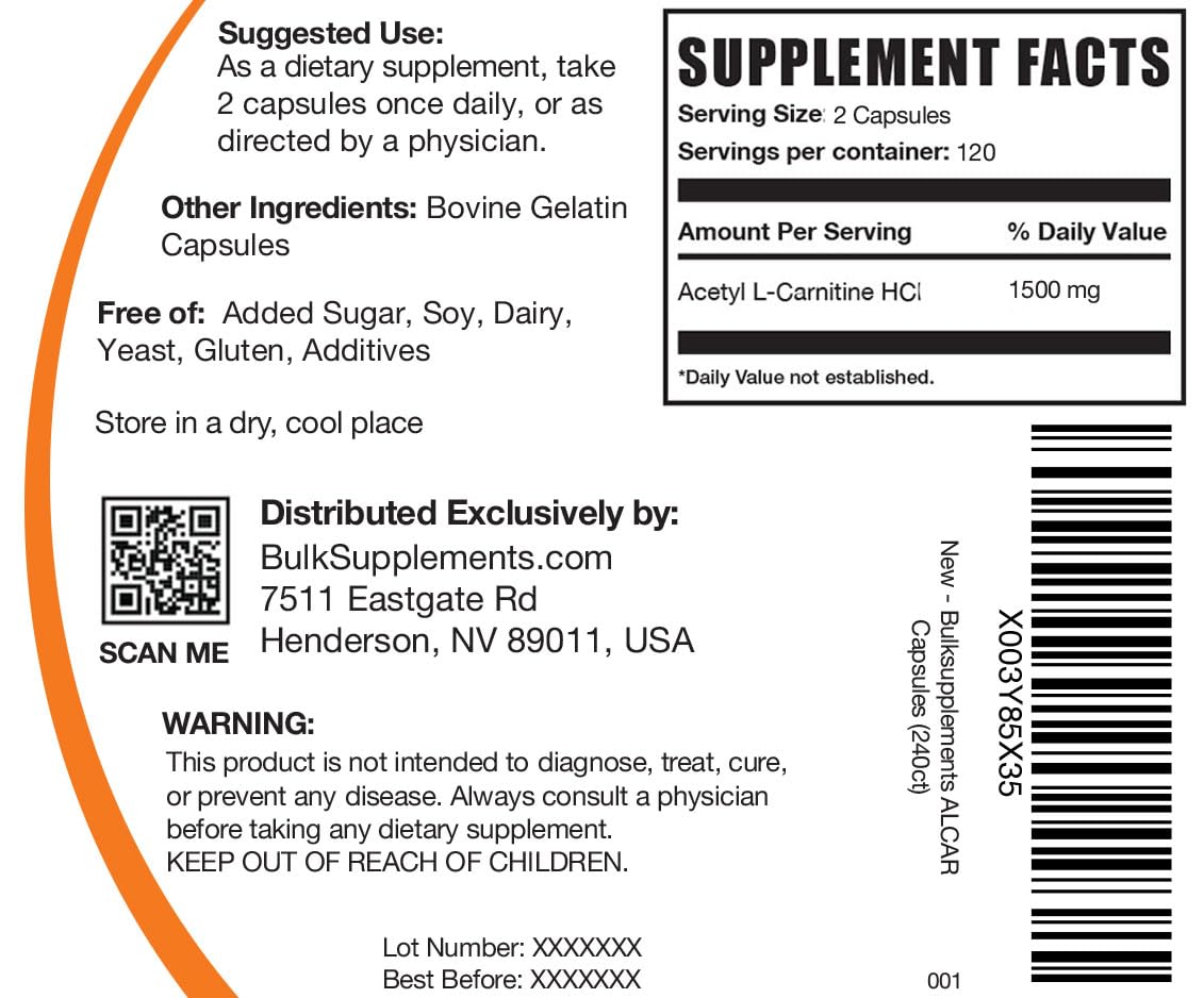 BULKSUPPLEMENTS.COM Acetyl L-Carnitine Capsules - ALCAR HCl, Carnitine Supplement BULKSUPPLEMENTS.COMAu supplements