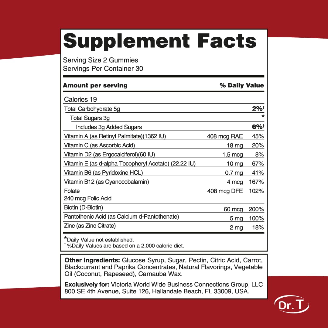 Dr. T Kids Multivitamin Gummies – Daily Vitamins for Kids Ages 2+, with A, C, D, E, B & Folic Acid – Supports Bone Strength, Immunity & Overall Health Dr. TUS supplements
