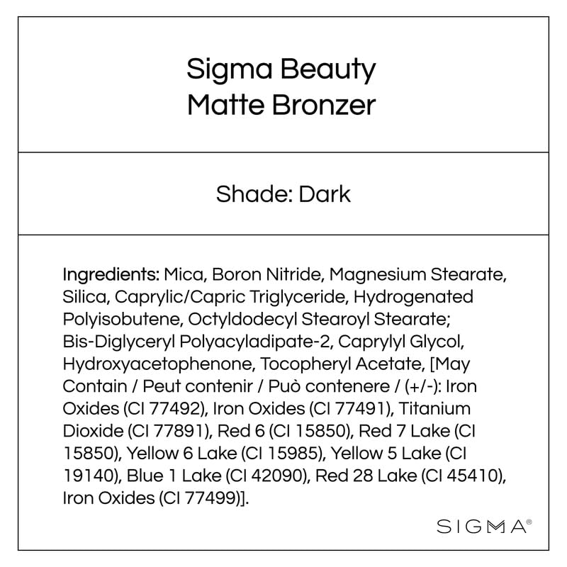Sigma Beauty Matte Bronzer - Longwear Light Bronzer Powder with Matte Finish for Face - Achieving a Natural, Sun Kissed Glow (Dark) Sigma BeautyAu supplements