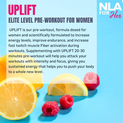 Uplift Pre-Workout for Women (30 Servings) -Raspberry Lemonade-Provides Clean NLA for HerUS supplements