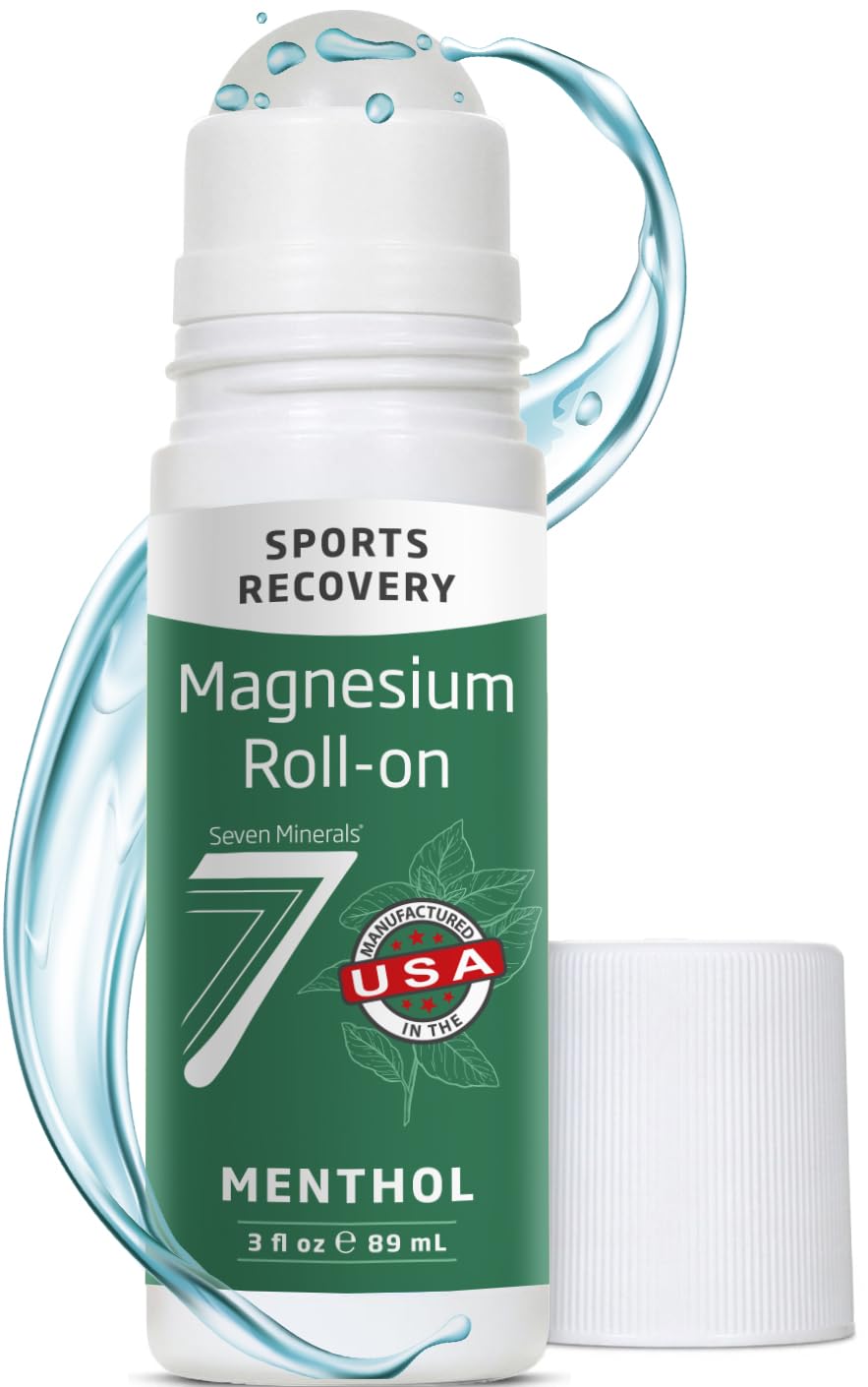 Seven Minerals Magnesium Roll On Stick with Menthol for Pain Relief - Cooling Magnesium Oil for Sports Recovery, Sore Muscles, Backache - Fast Acting - All Natural Alternative, 3 Fl Oz Seven MineralsAu supplements