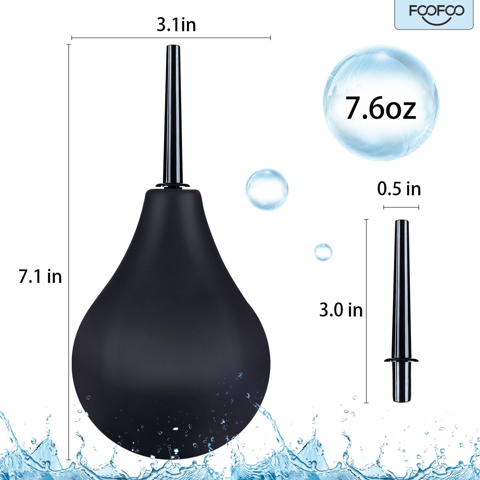 Enema Bulb 7.6oz Douche Enema Kit Includes 4 Nozzles for Women & Men Black with Storage Bag FOOFOOAu supplements