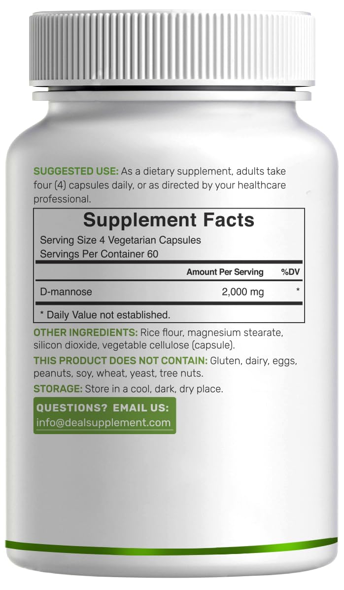 DEAL SUPPLEMENT D Mannose 500mg Capsules (2,000mg Per Serving), 240 Veggie Pills – Fast Acting Water-Soluble Form – Extra Strength Urinary Tract (UTI) Health Support – Non-GMO, Vegan Friendly DEAL SUPPLEMENTAu supplements
