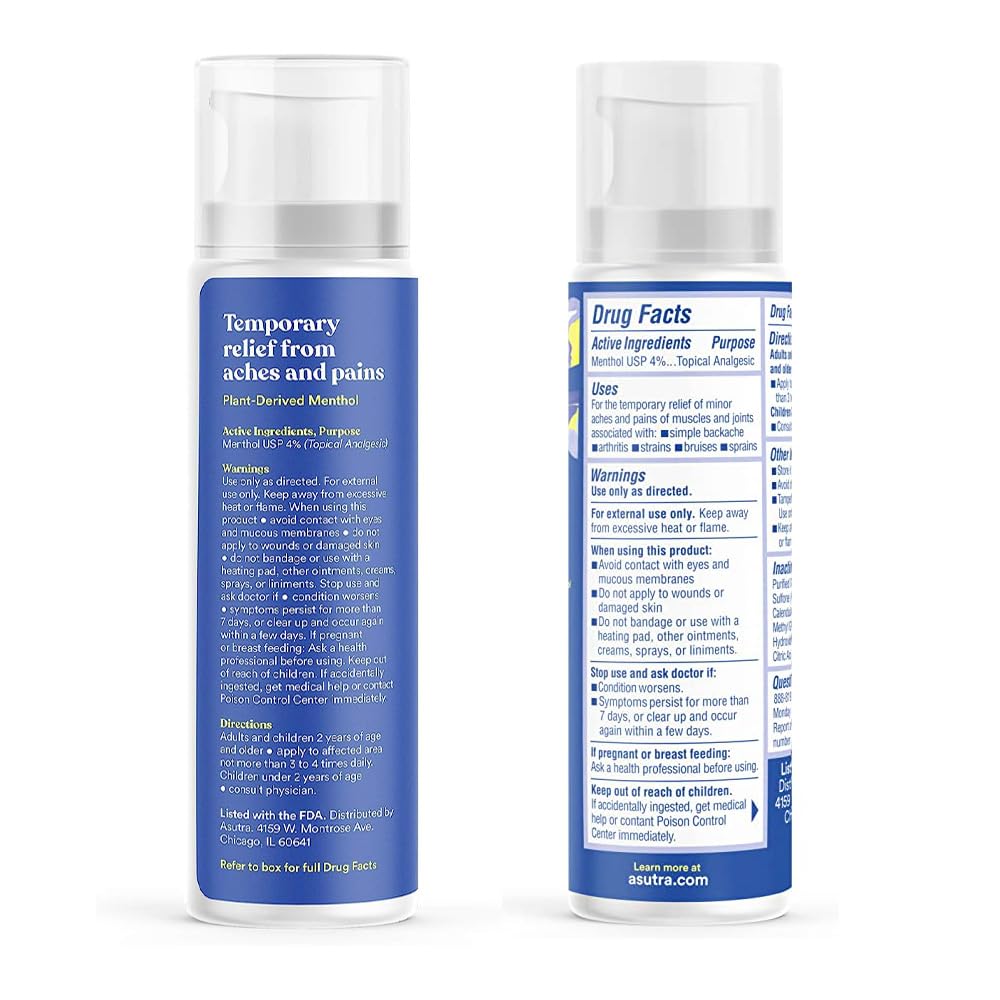 ASUTRA Relief Cream, 3 oz - Cooling Sensation, Temporary Relief from Muscle Discomfort and Soreness, 4% Menthol, Arnica Montana, and Dimethyl Sulfone (MSM) ASUTRAAu supplements