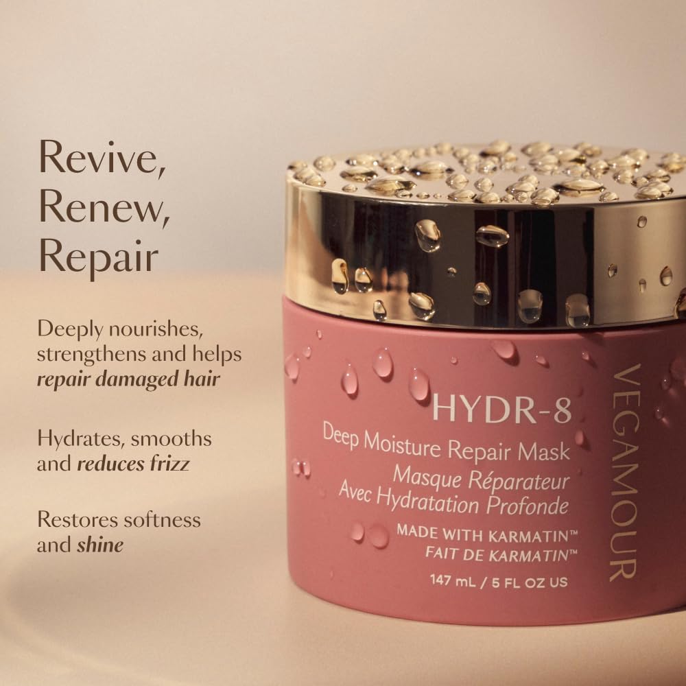 VEGAMOUR HYDR-8 Deep Moisture Repair Mask, Deep Conditioner Hair Mask Formulated Without Sulfates for Dry, Damaged, Frizzy Hair, Floral & Vanilla Scent, 5 fl. oz. VEGAMOURAu supplements