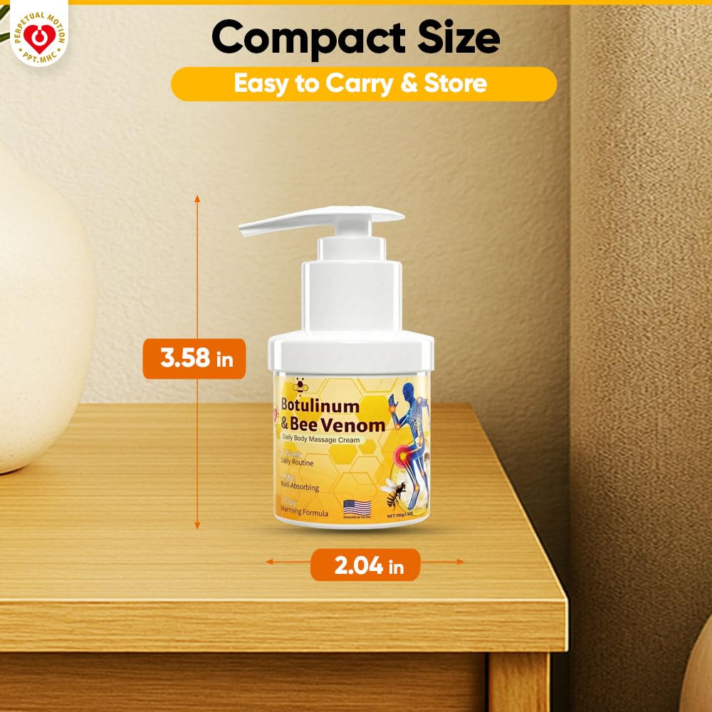 PPT.MHC Bee Venom Warming Cream with Pump - Massage Body Rub with Ginger, Peppermint & Black Pepper - Premium Bee Venom Lotion for Back, Legs & Feet - Everyday Non-Greasy 3.5oz Cream PPT.MHCAu supplements