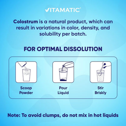Vitamatic Bovine Colostrum Powder - 50% Highest IgG - Supplement for Gut Health VitamaticUS supplements