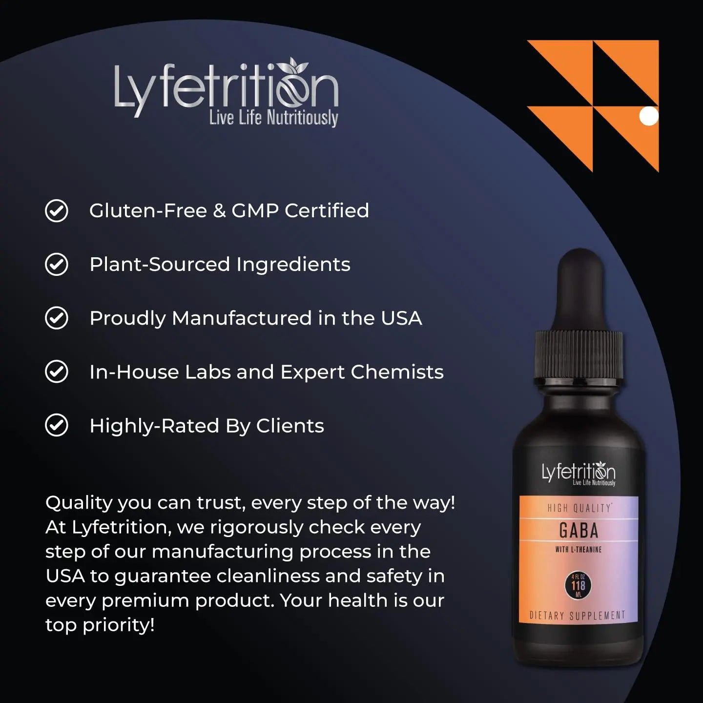 Lyfetrition GABA with L-Theanine, Ginkgo Biloba (Salisburia biloba) Extract, Organic Peruvian MACA Root (Lepidium meyenii) Extract, 118 ml, 4 FL Oz Liquid, 220 Servings, Made in USA, Quick Absorption Lyfetritionnz supplements
