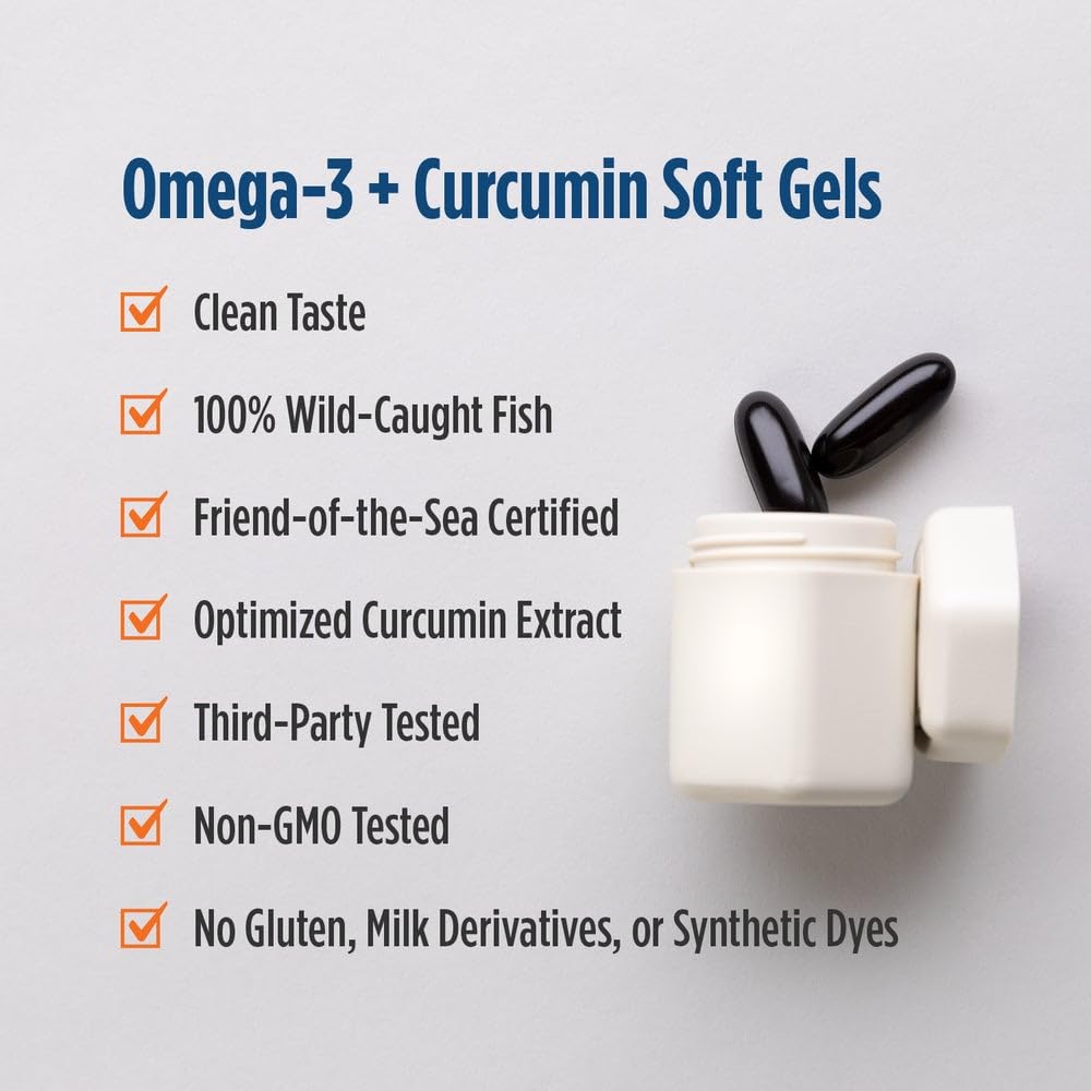 Nordic Naturals Omega Curcumin, Lemon - 60 Soft Gels - 1200 mg Omega-3 + 400 mg Optimized Curcumin - Combats Cellular Stress - Non-GMO - 30 Servings Nordic NaturalsAu supplements