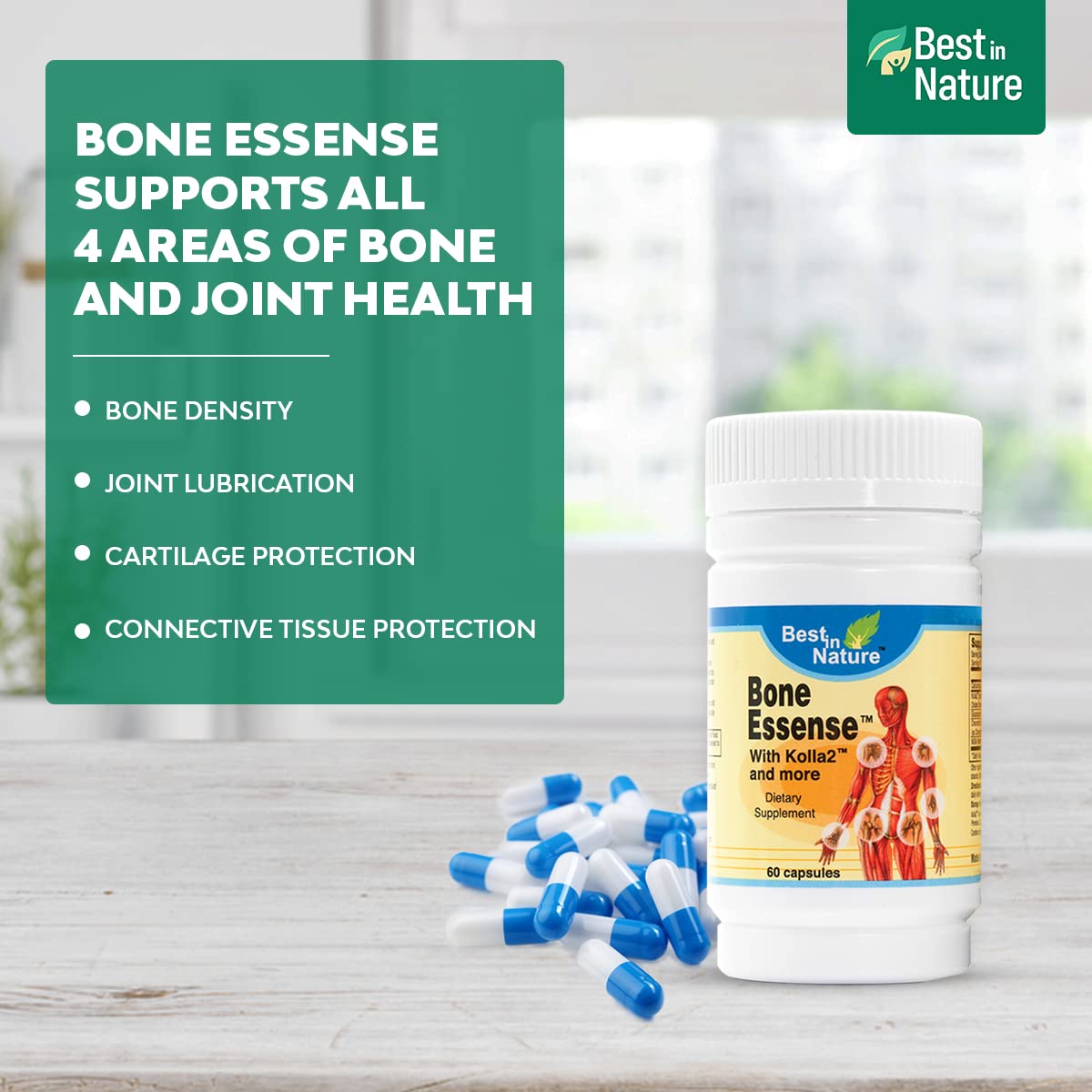 Best in Nature Bone Essense with Kolla2 (Type II Collagen) - Bone and Joint Health Supplement. (60 Count) Best in NatureAu supplements