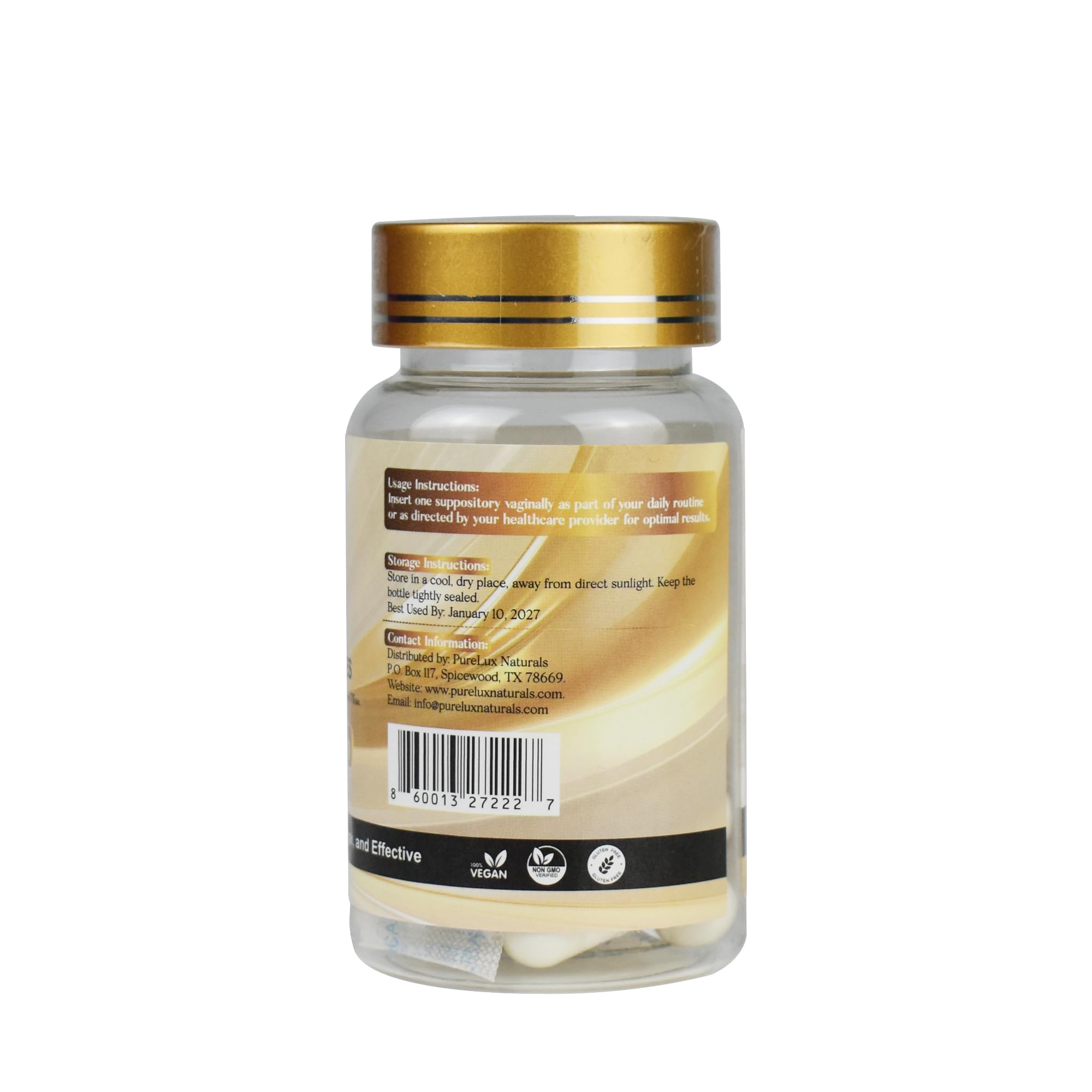PureLux Boric Acid Feminine Wellness Support 800mg Size 000 30 Count Fragrance-Free Personal Care Formula PureLux NaturalsUS supplements