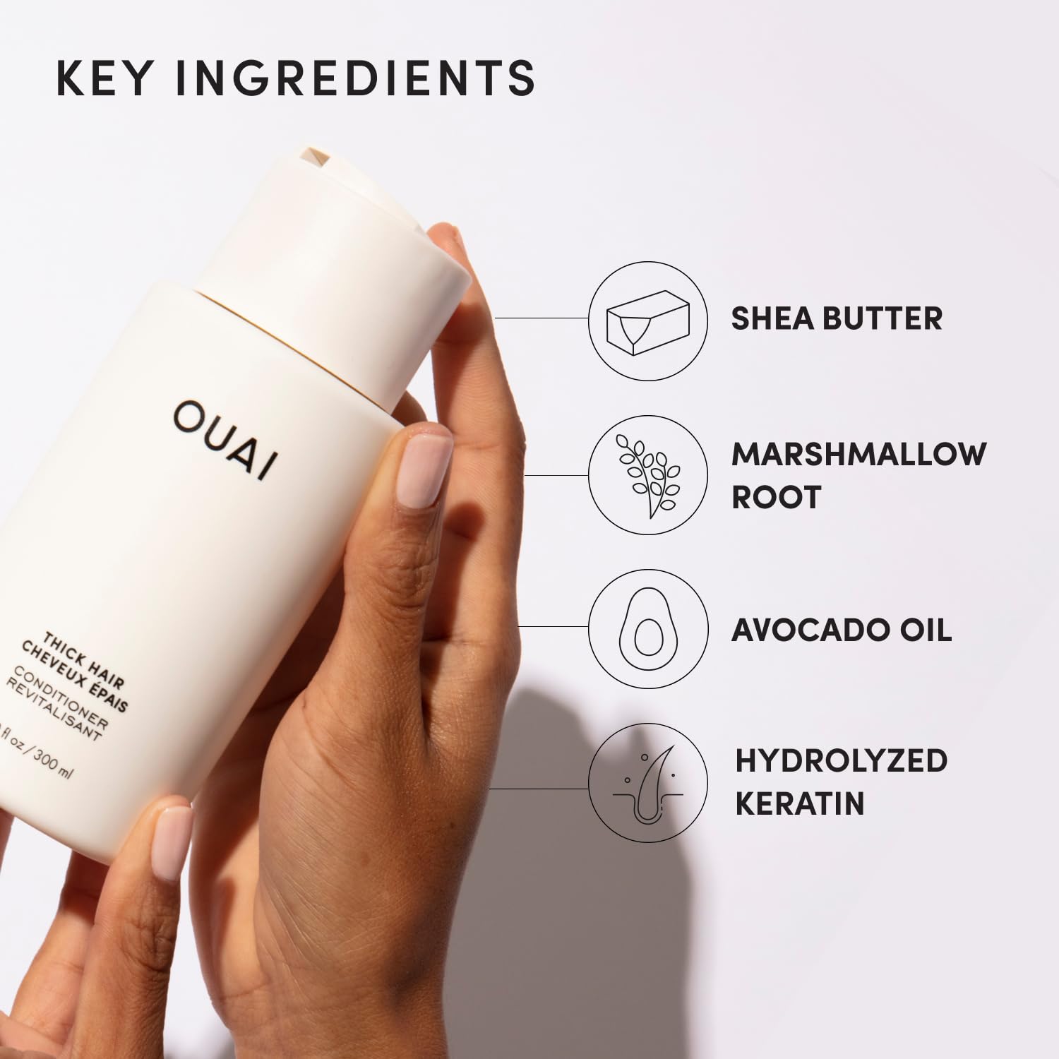 OUAI Thick Hair Conditioner Travel Size - Moisturizing Conditioner for Dry, Frizzy Hair - Keratin, Marshmallow Root, Shea Butter and Avocado Oil - Paraben, Phthalate and Sulfate Free (3 Oz) OUAIAu supplements
