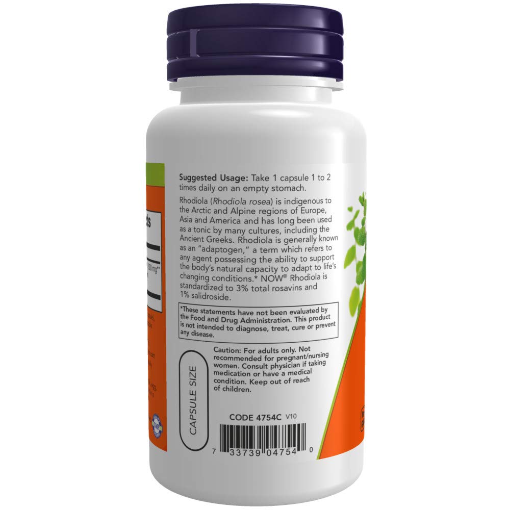 NOW Supplements, Rhodiola 500 mg, Helps Body Adapt to Stress of Daily Life*, Adaptogenic NOWAu supplements