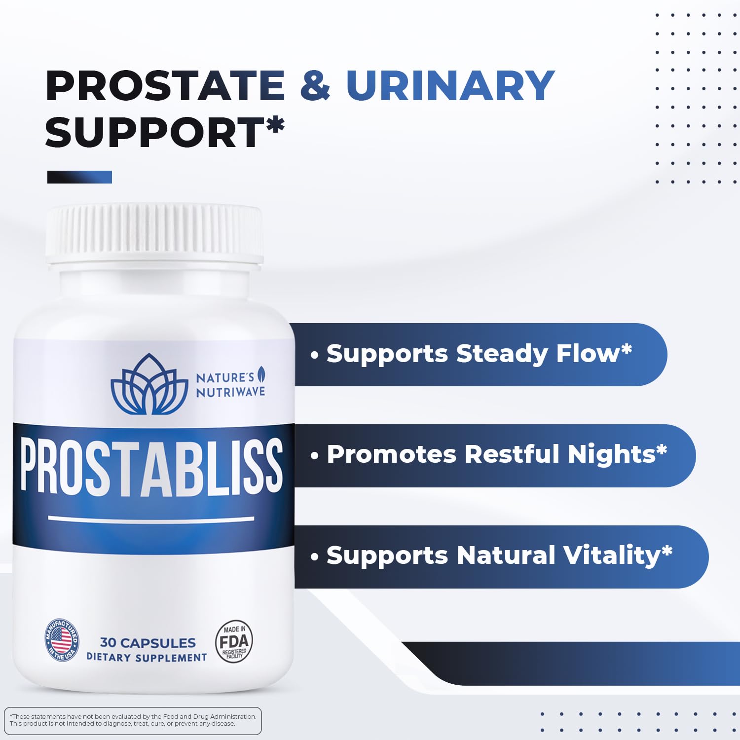 Prostabliss – 100% Natural Herbal Supplement with Zinc, Green Tea, Milk Thistle & Ginseng – Made in USA – 30 Capsules, 1 Month Supply Nature’s NutriWaveAu supplements