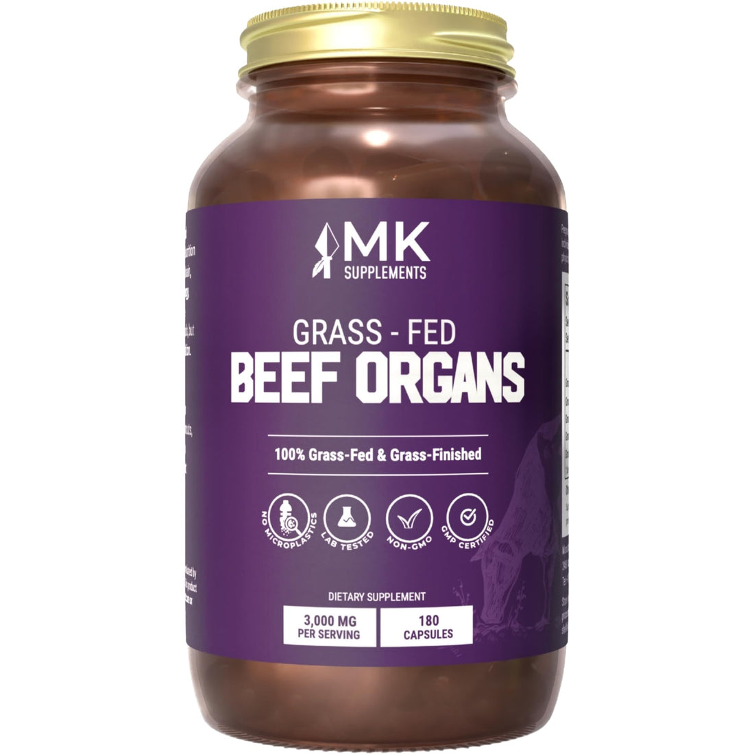 MK Supplements Grass-Fed Beef Organs Capsules | 5 Organs in Nature-Identical Ratios | B12, Copper & Heme Iron | Regeneratively Raised | 150 Capsules MK SupplementsAu supplements