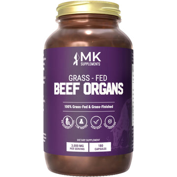 MK Supplements Grass-Fed Beef Organs Capsules | 5 Organs in Nature-Identical Ratios | B12, Copper & Heme Iron | Regeneratively Raised | 150 Capsules MK SupplementsAu supplements