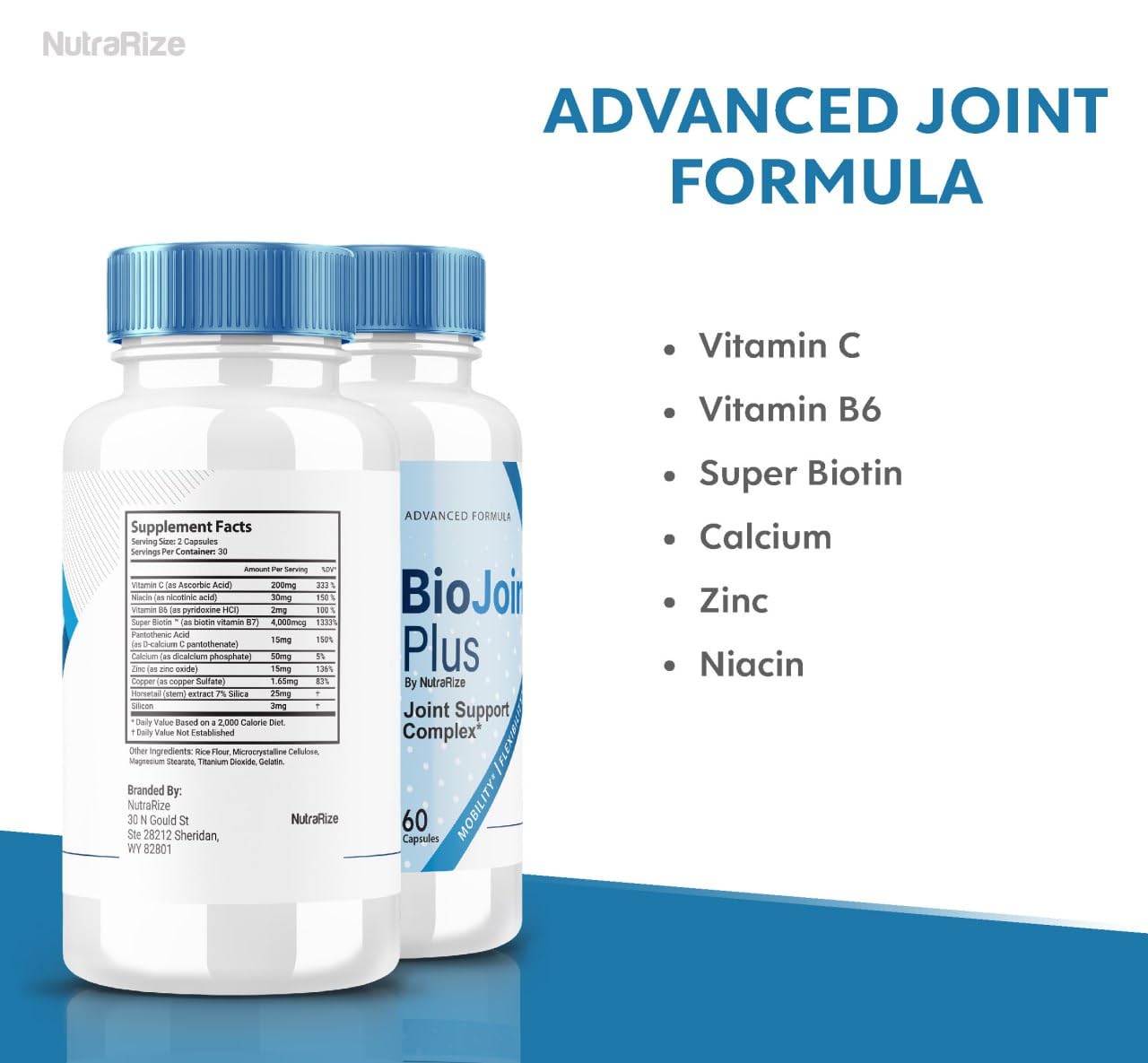 BioJoint Plus - BioJoint Plus Advanced Joint Support Formula, BioJoint Supplement, BioJoint Maximum Strength Pills for Joint Wellness and Mobility, Bio Joint Plus Reviews (60 Capsules) NutraRizeAu supplements