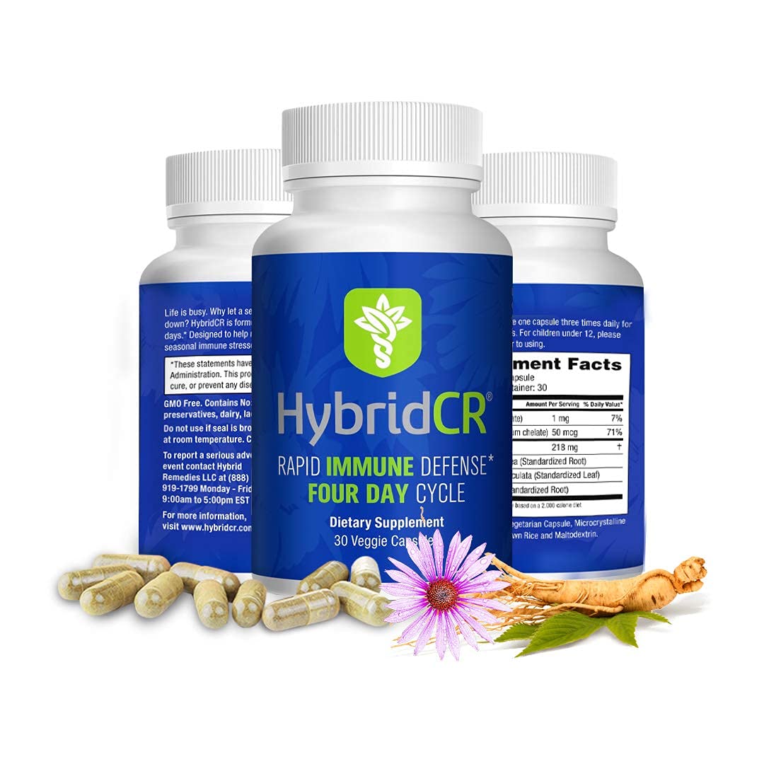 HybridCR Rapid Immunity Supplement | Zinc, Echinacea, Andrographis, Ginseng, Selenium, Gluten-Free & Non-GMO | 5-in-1 Immune Support Supplement | Pharmacist Formulated 1 Month Supply (30 Veggie Caps) Hybrid RemediesAu supplements