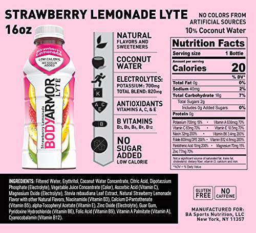 BODYARMOR LYTE Sports Drink Low-Calorie Sports Beverage, Strawberry Lemonade BODYARMORUS supplements